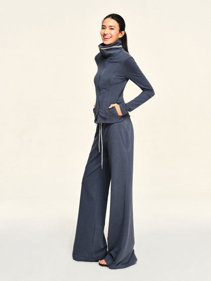 kvkv Haze Blue Multi Wear Structured Lapel Slim Fit Modal Women&