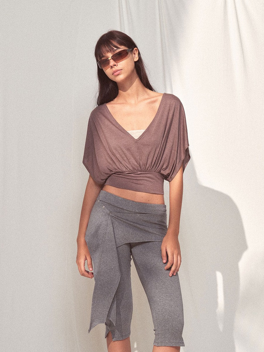 kvkv Heather Gray Detachable Hip Cover Tie Women&