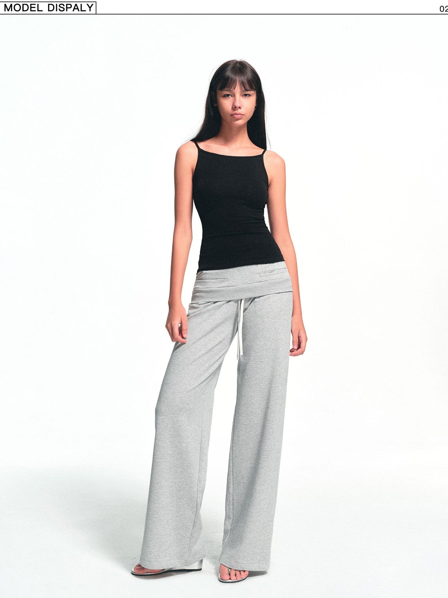 kvkv Heather Gray Double Waistband Drawstring Pocket Wide Leg Women&