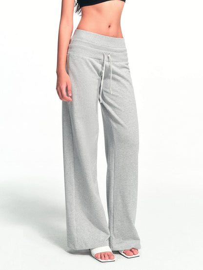 kvkv Heather Gray Double Waistband Drawstring Pocket Wide Leg Women&
