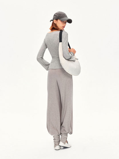 kvkv Heather Gray Pleated Adjustable Strap Square Neck Women&