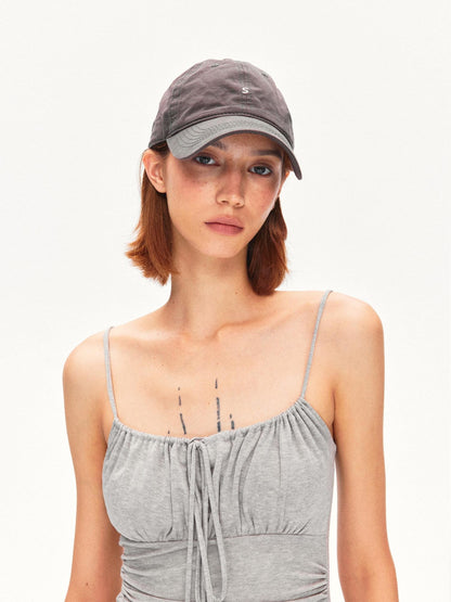 kvkv Heather Gray Pleated Adjustable Strap Square Neck Women&