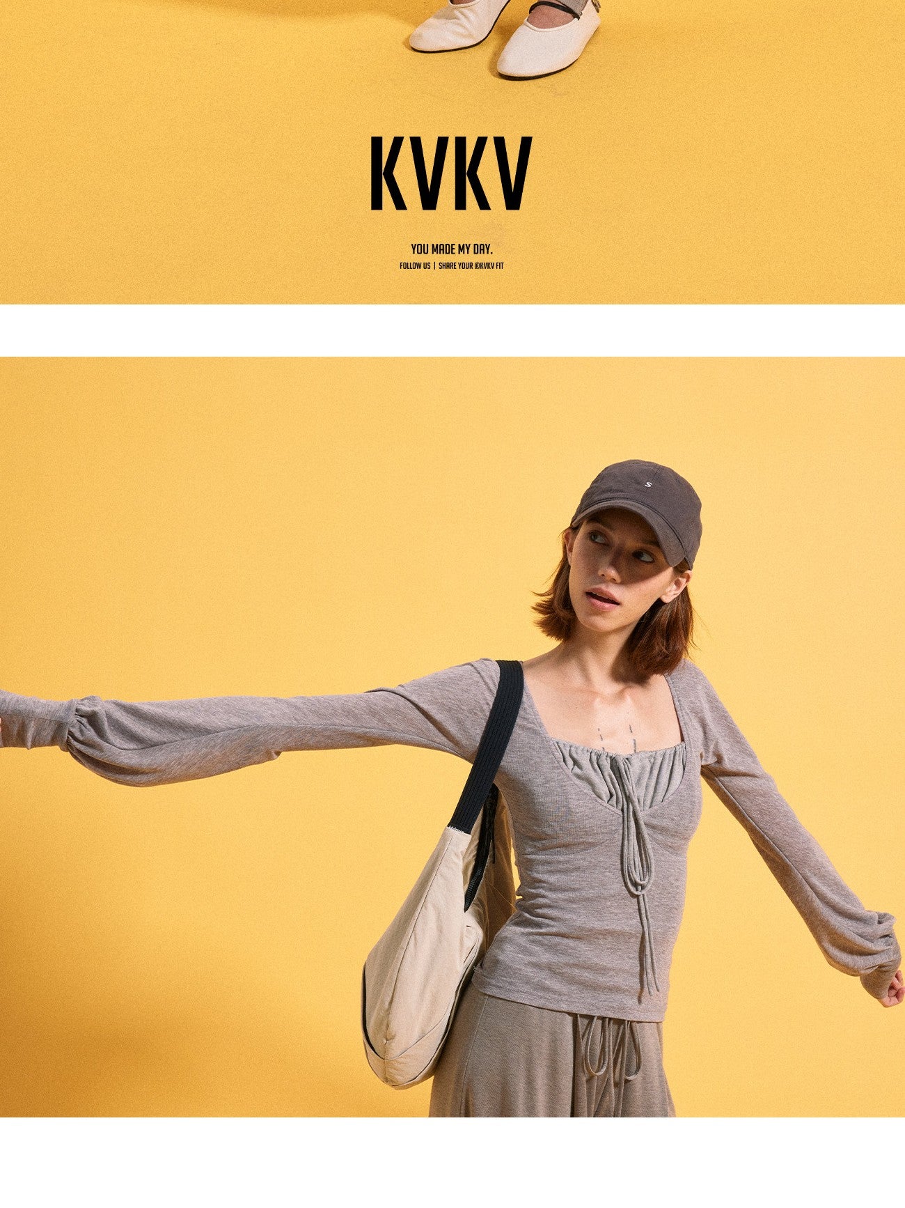 kvkv Heather Gray Pleated Adjustable Strap Square Neck Women&
