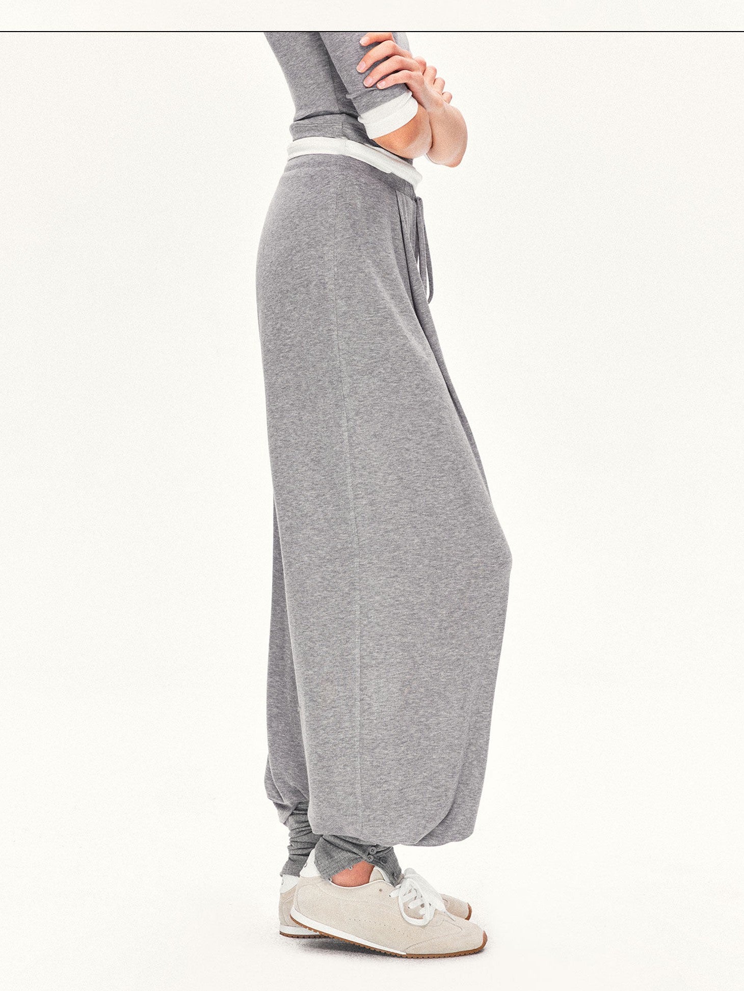 kvkv Heather Gray Pleated Detachable Socks Elastic Waist Women&
