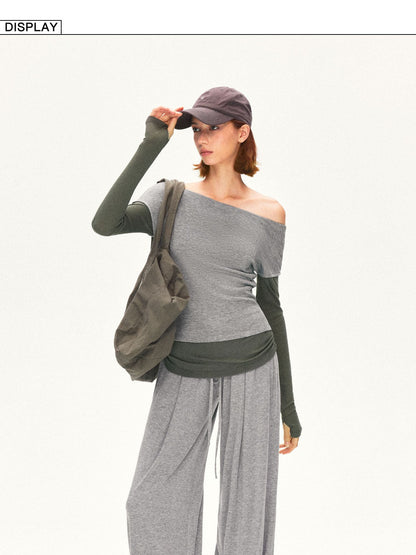 kvkv Heather Gray Pleated Detachable Socks Elastic Waist Women&