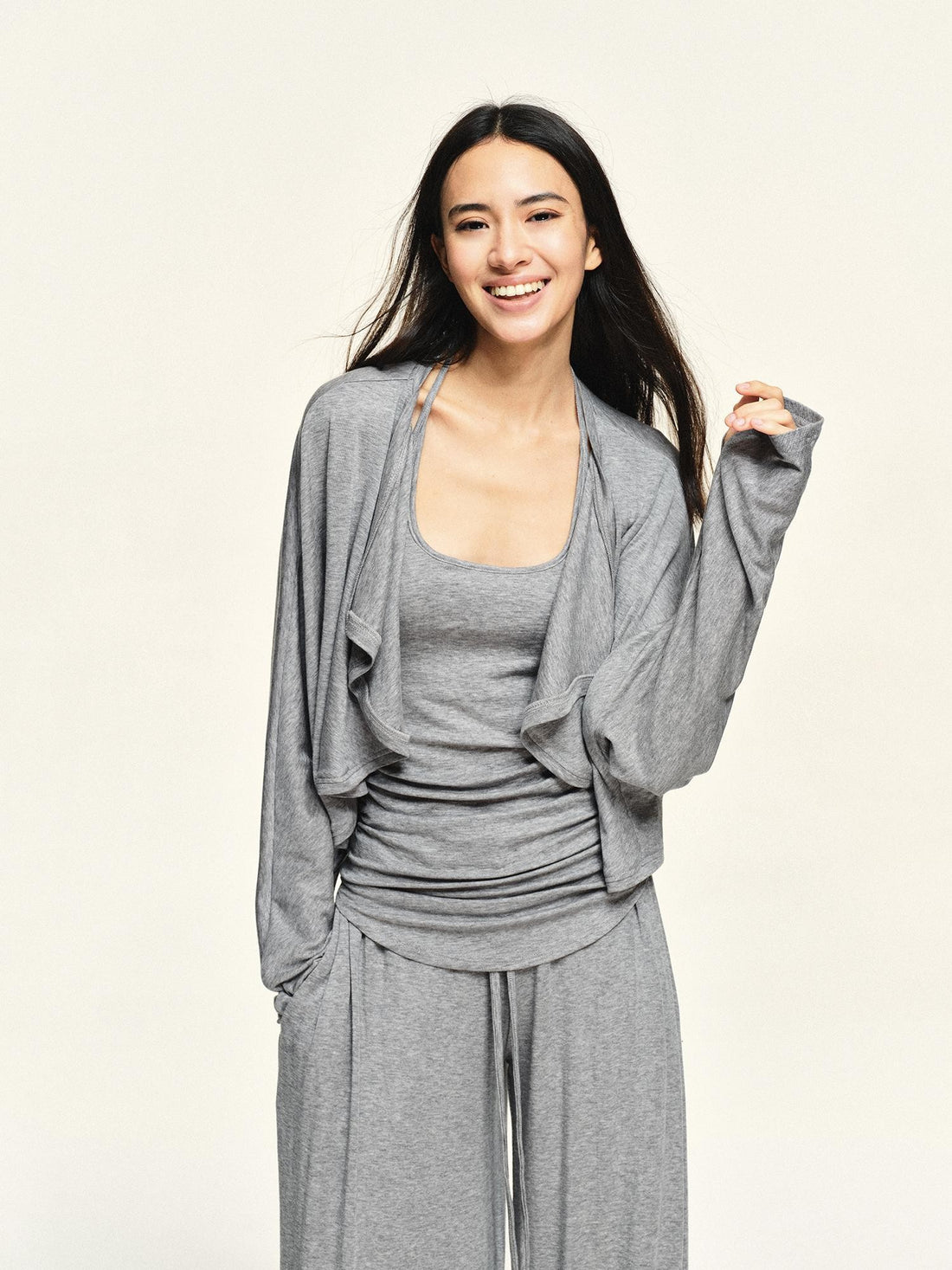 kvkv Heather Grey Layered Halter Wool Blend Women&
