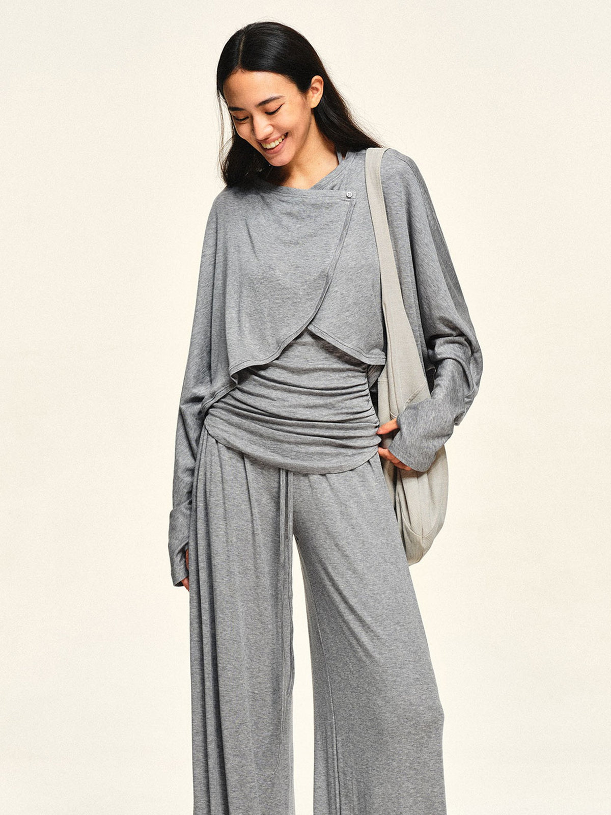 kvkv Heather Grey Layered Halter Wool Blend Women&