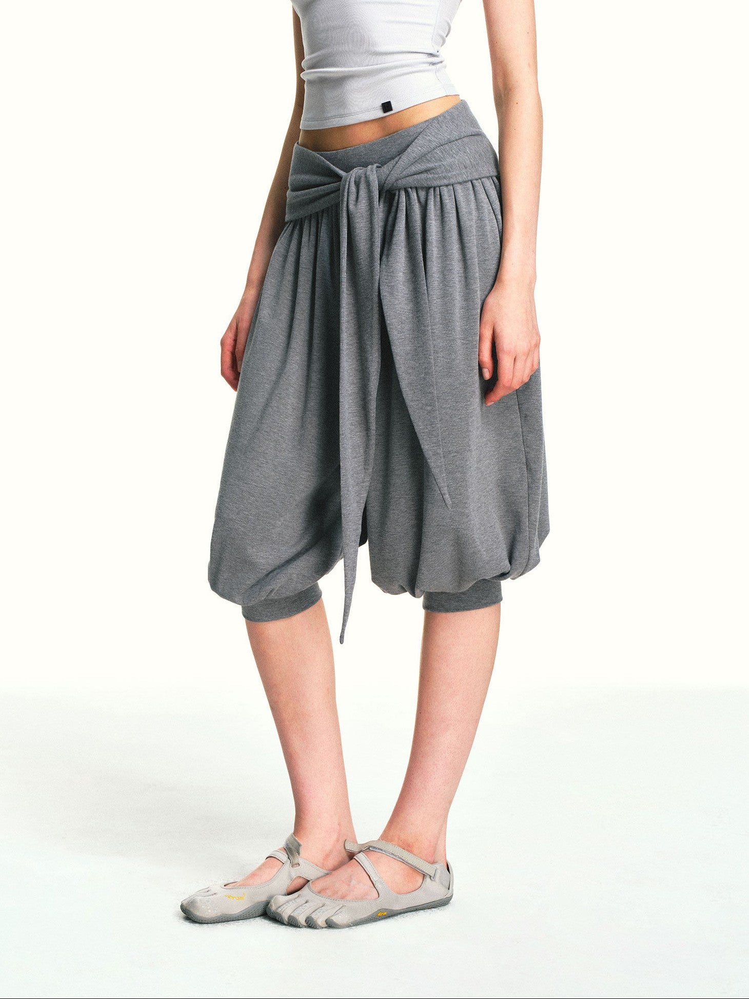 kvkv Heather Grey Pleated Detachable Tie Slub Women&