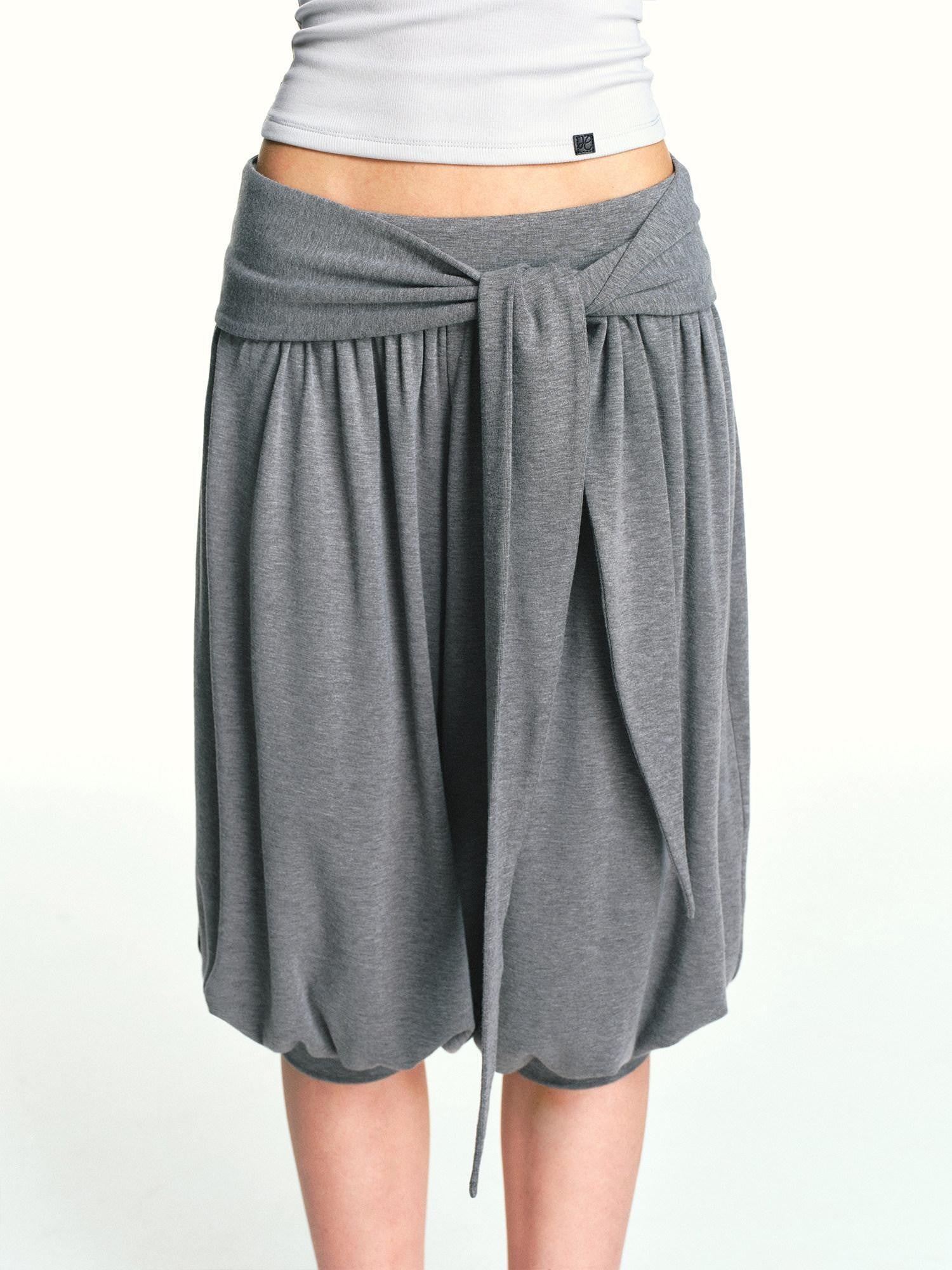 kvkv Heather Grey Pleated Detachable Tie Slub Women&