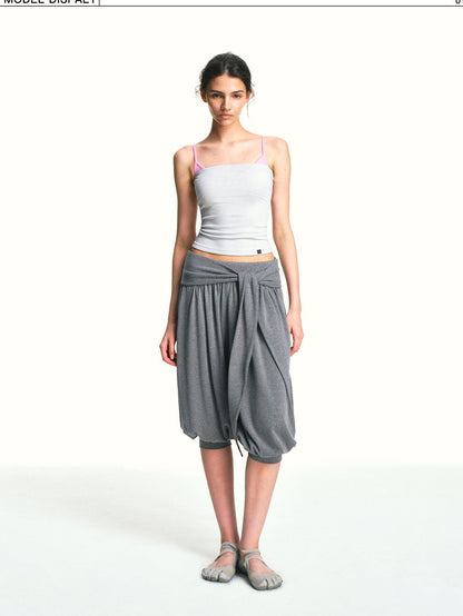 kvkv Heather Grey Pleated Detachable Tie Slub Women&