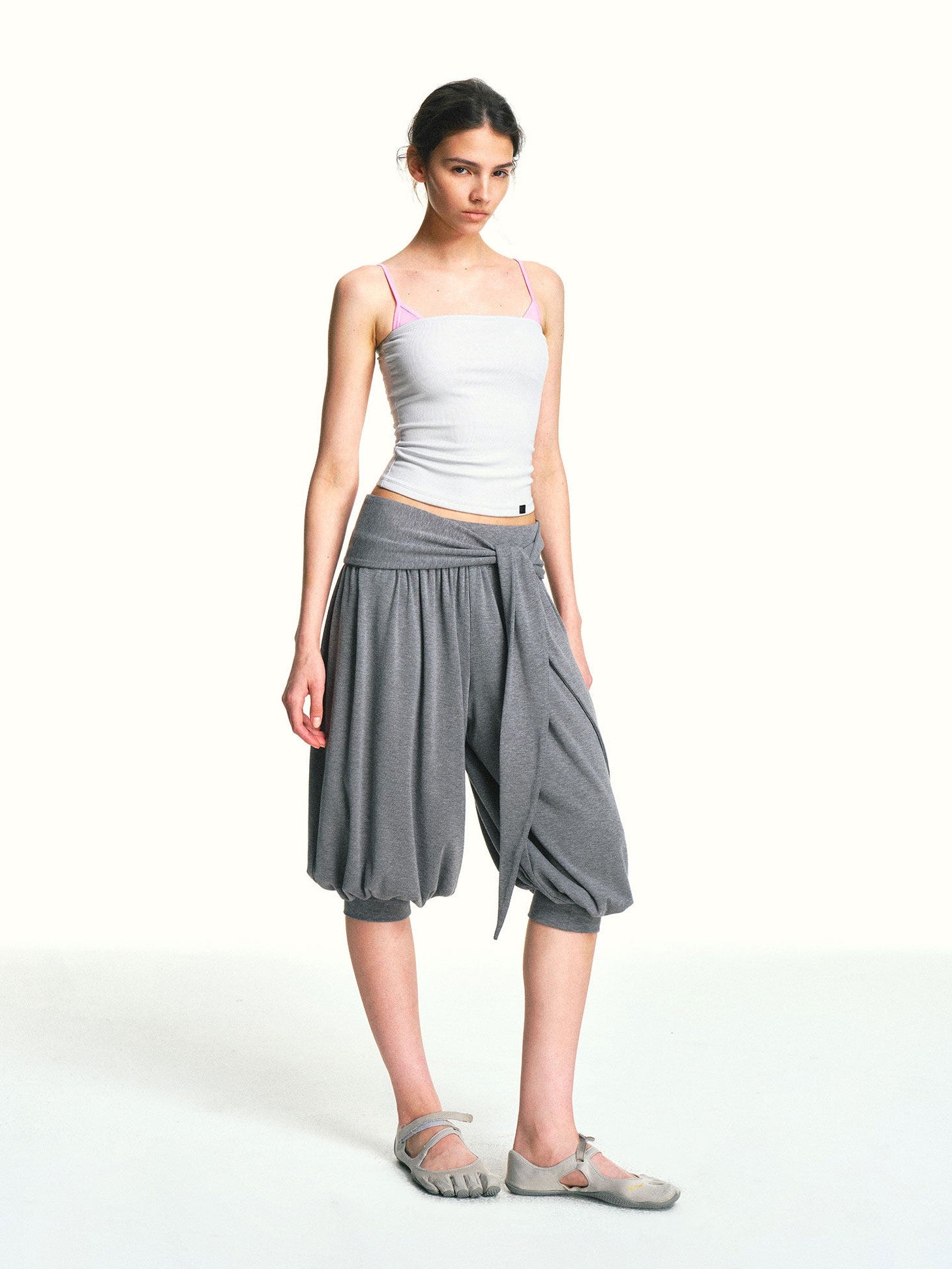 kvkv Heather Grey Pleated Detachable Tie Slub Women&