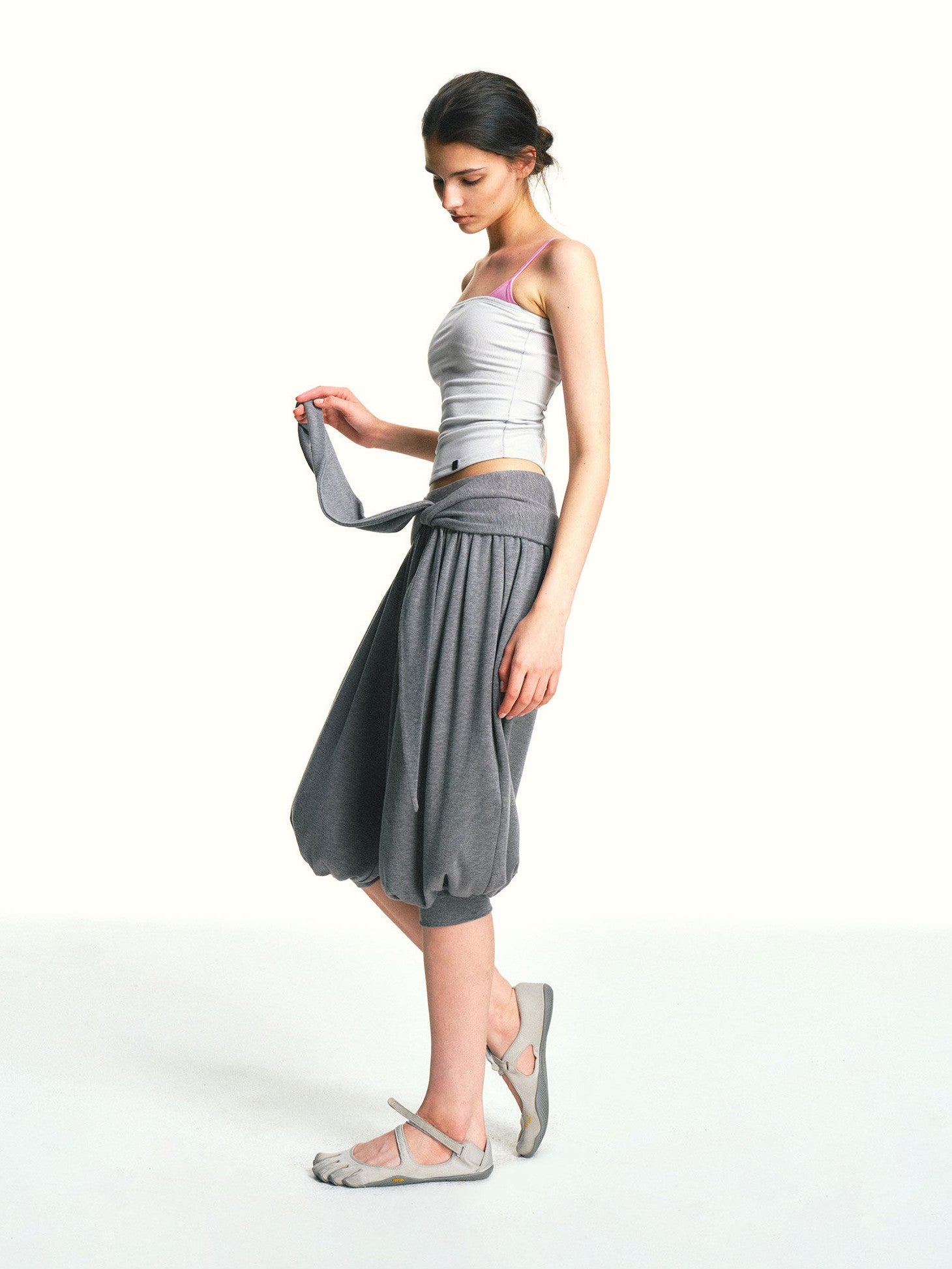 kvkv Heather Grey Pleated Detachable Tie Slub Women&