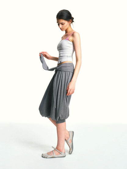 kvkv Heather Grey Pleated Detachable Tie Slub Women&