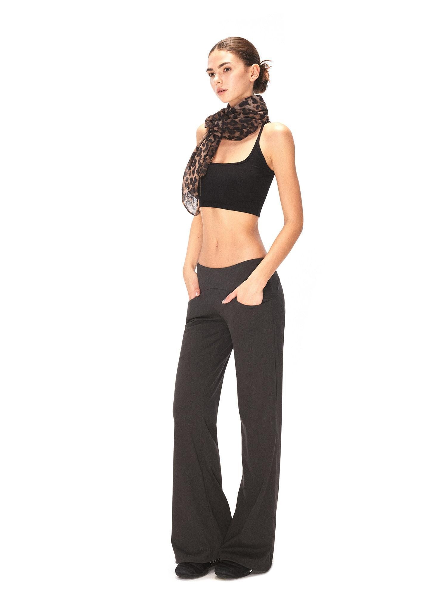 kvkv High Waist Cotton Blend Sporty Flare With Pockets Women Dark Gray Pants