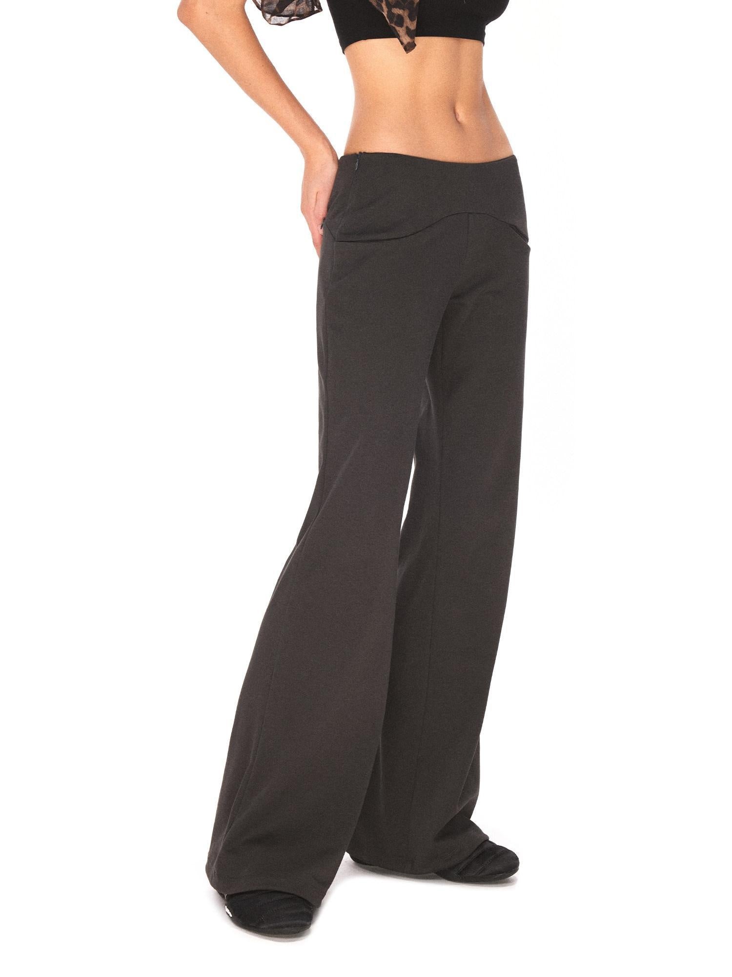 kvkv High Waist Cotton Blend Sporty Flare With Pockets Women Dark Gray Pants