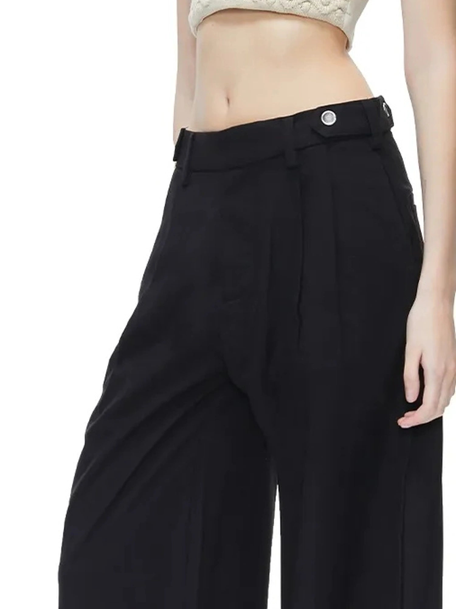 High Waisted Wide Leg Trousers With Draping