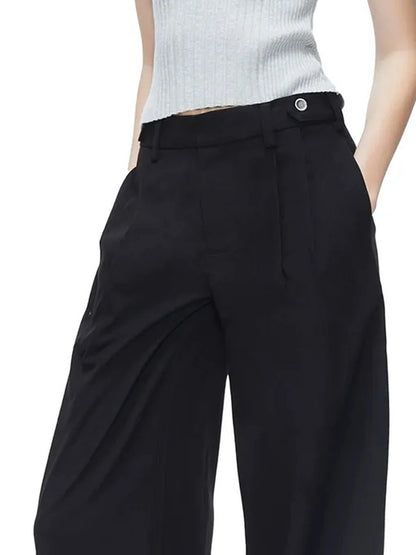 High Waisted Wide Leg Trousers With Draping