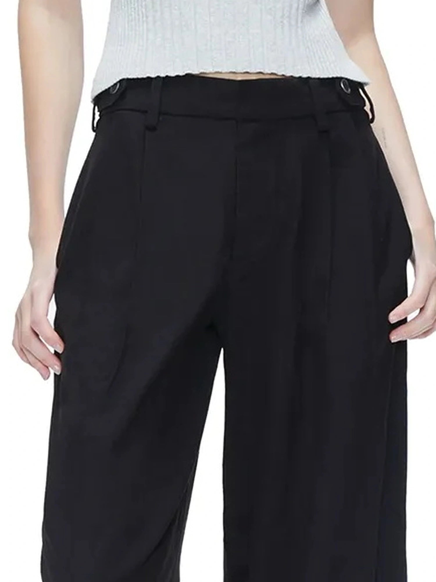 High Waisted Wide Leg Trousers With Draping