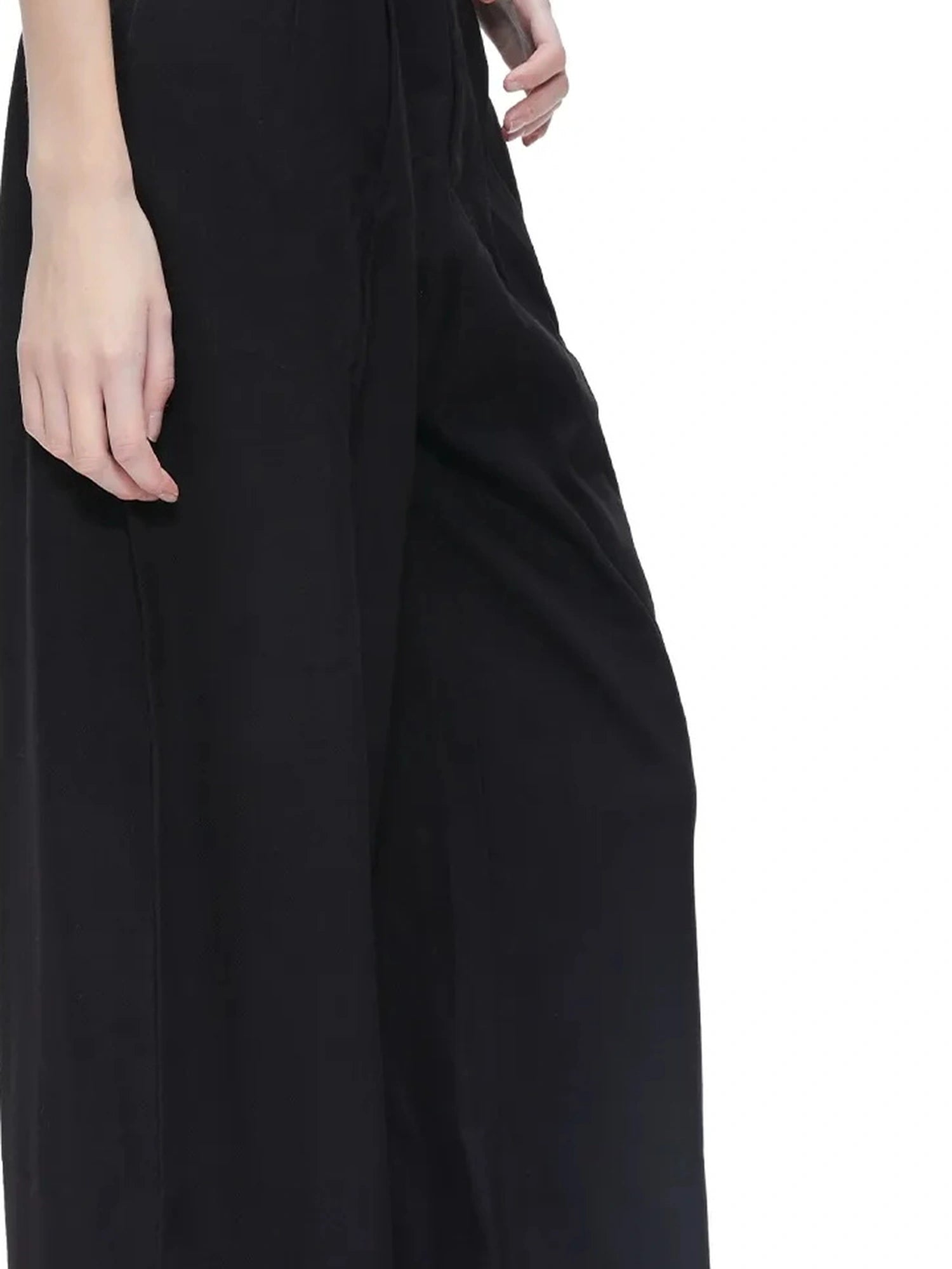 High Waisted Wide Leg Trousers With Draping