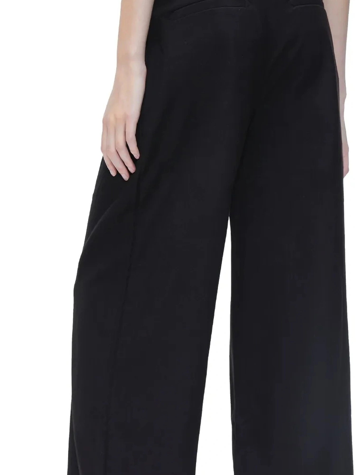 High Waisted Wide Leg Trousers With Draping