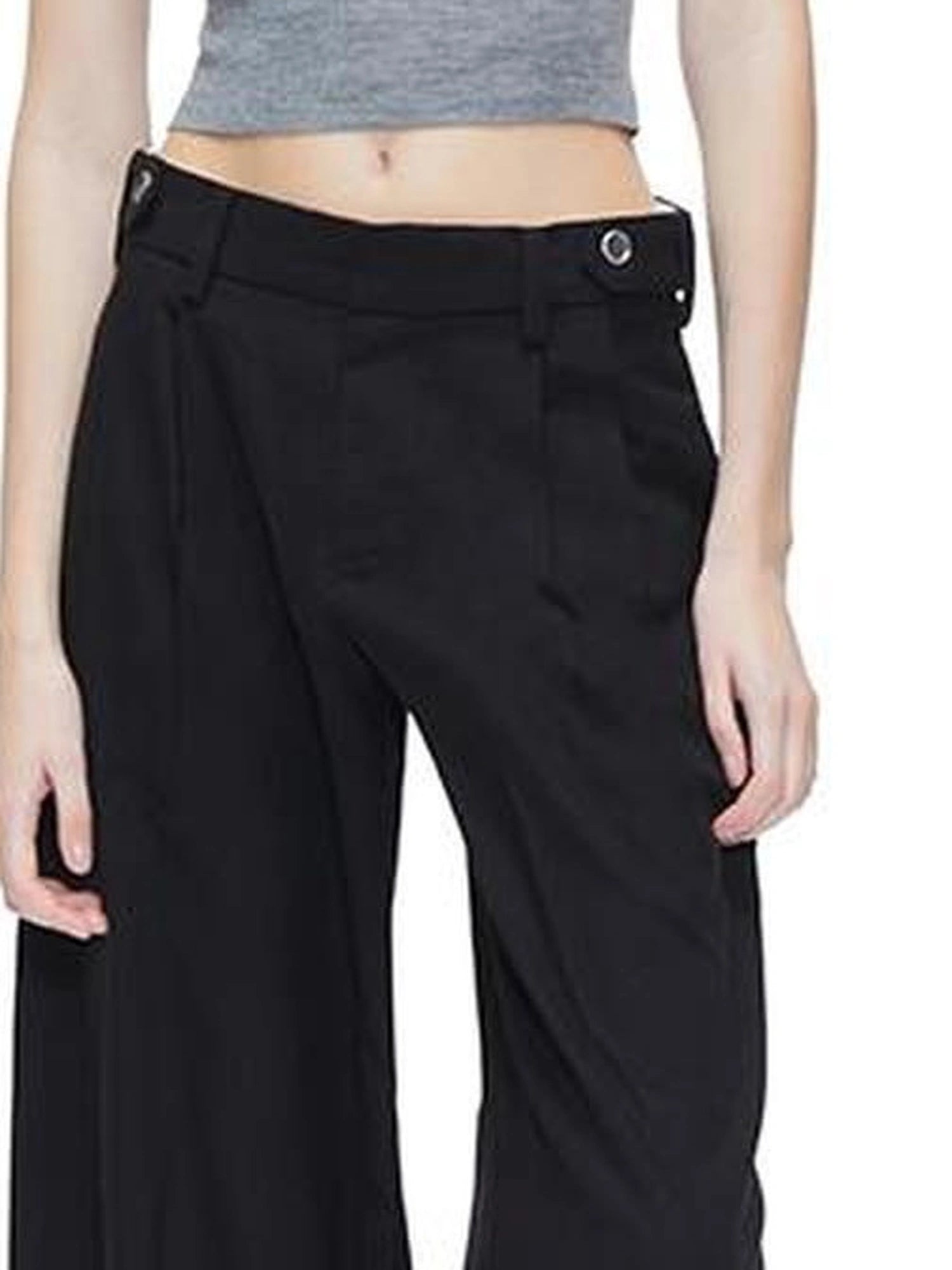 High Waisted Wide Leg Trousers With Draping