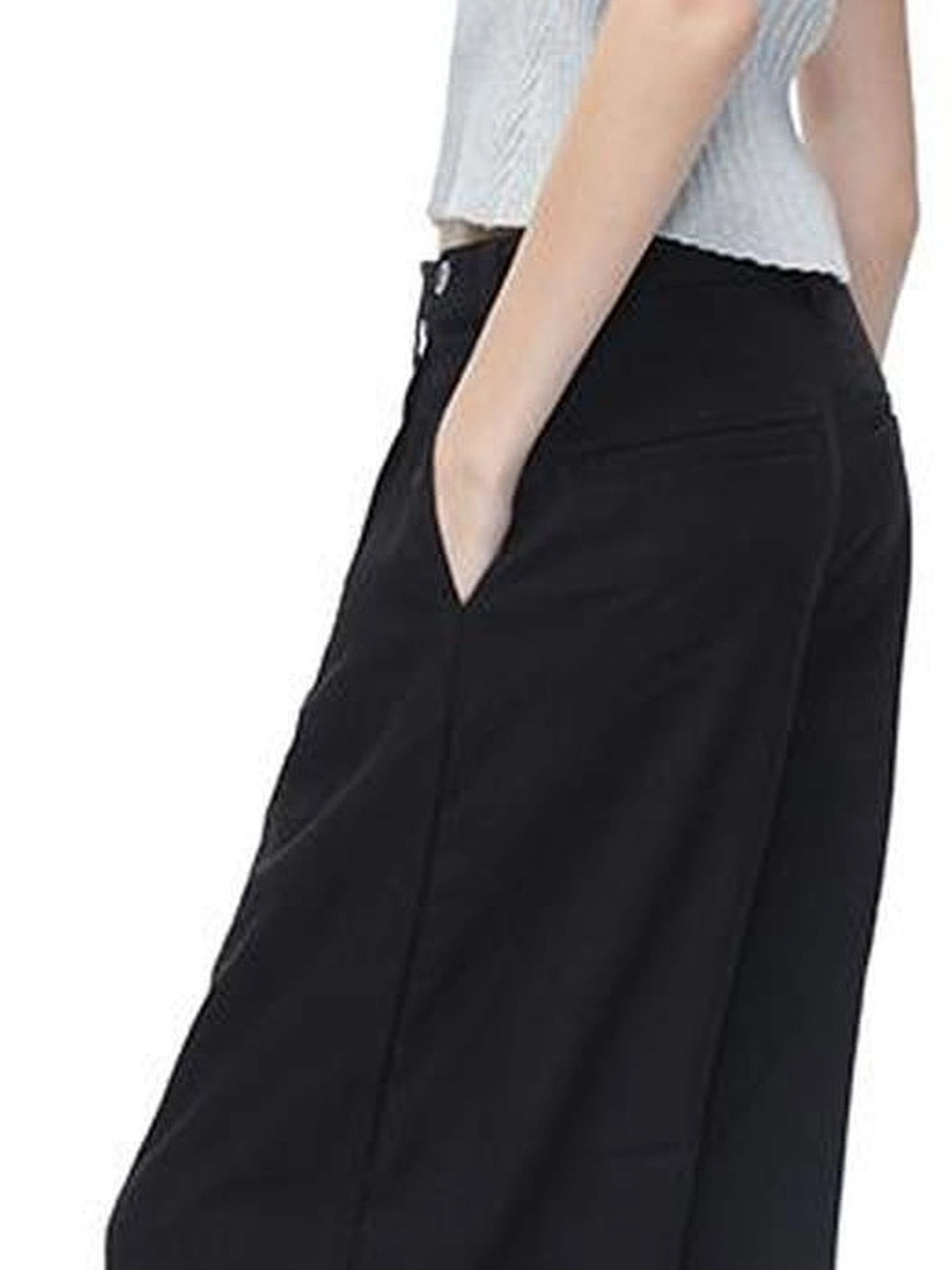 High Waisted Wide Leg Trousers With Draping