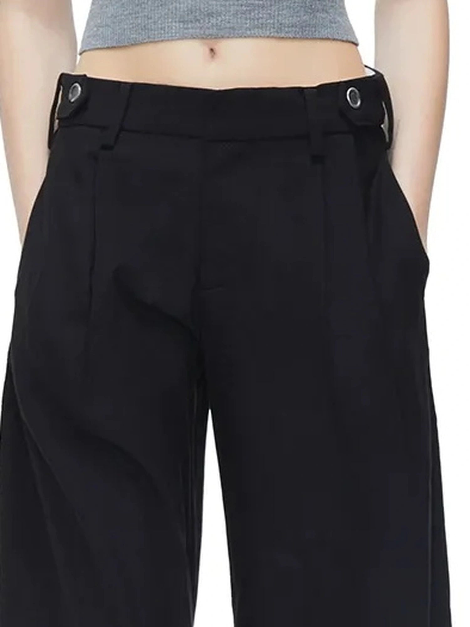 High Waisted Wide Leg Trousers With Draping