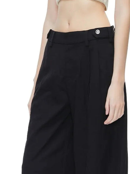 High Waisted Wide Leg Trousers With Draping