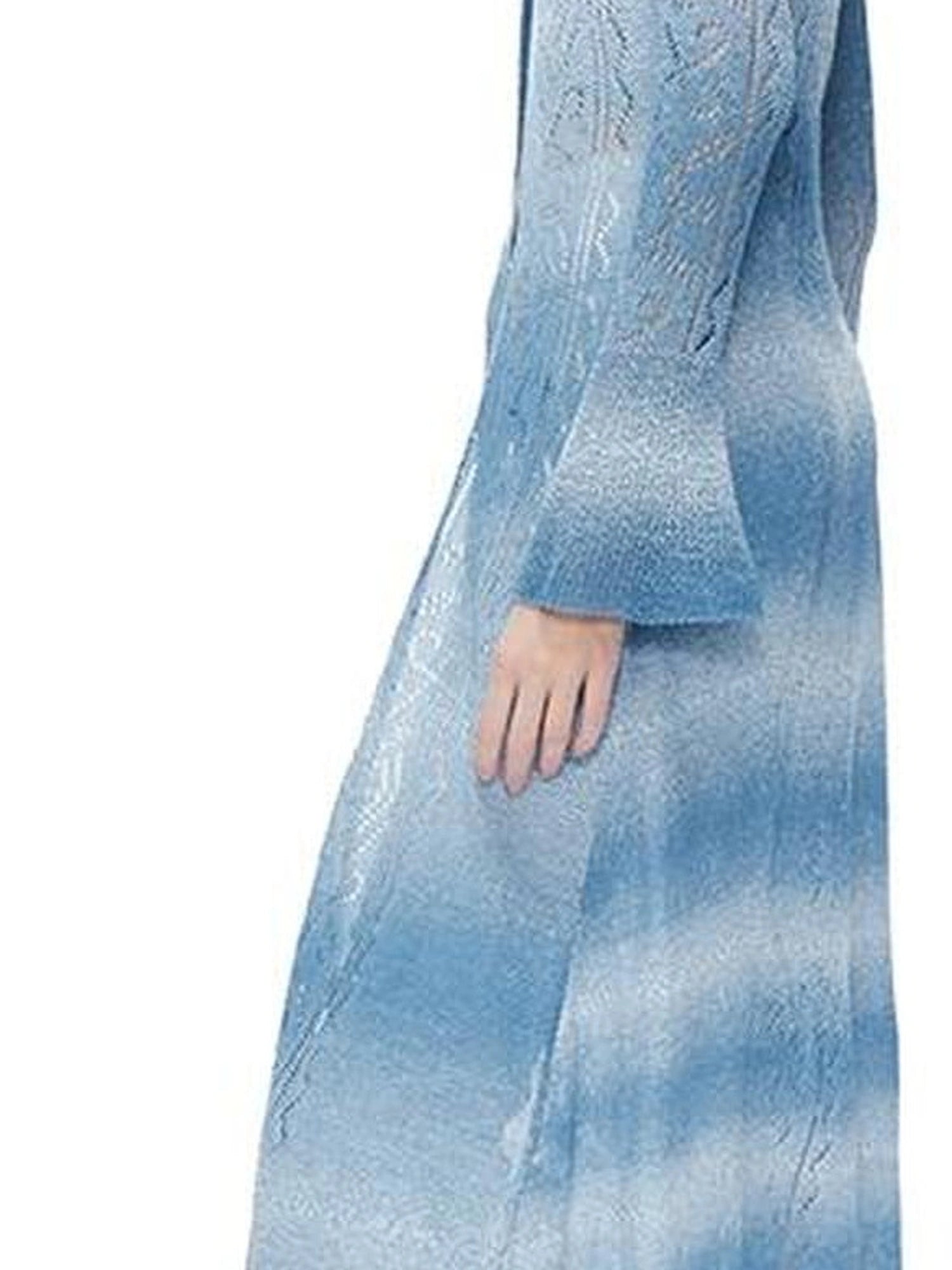 kvkv Hollow Shell Stitch Wave Gradient Knit Set V-neck T-shirt Long Sleeve