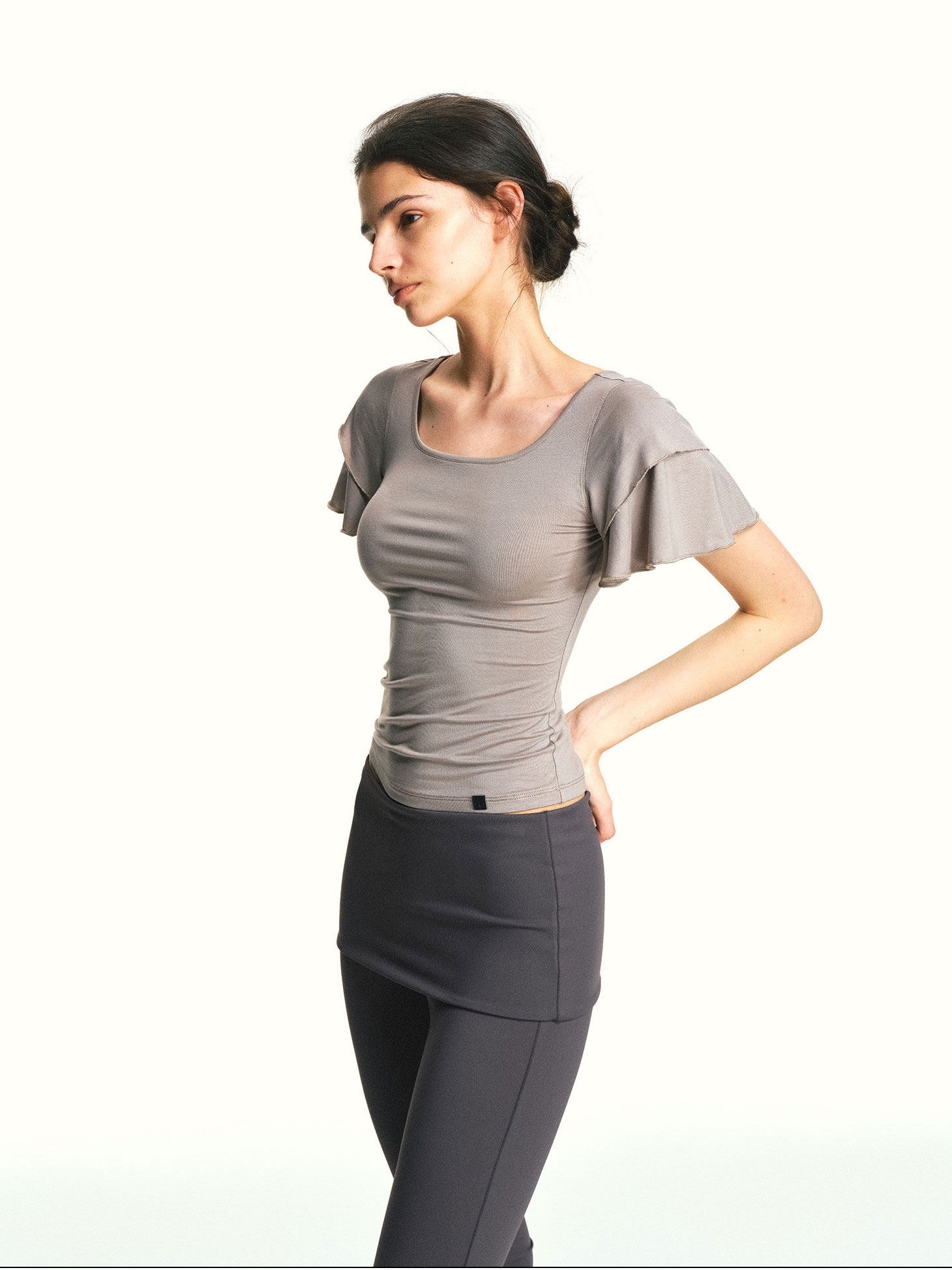kvkv Khaki Double Layer Ruffle Sleeve Knit Women&