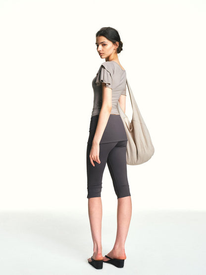 kvkv Khaki Double Layer Ruffle Sleeve Knit Women&
