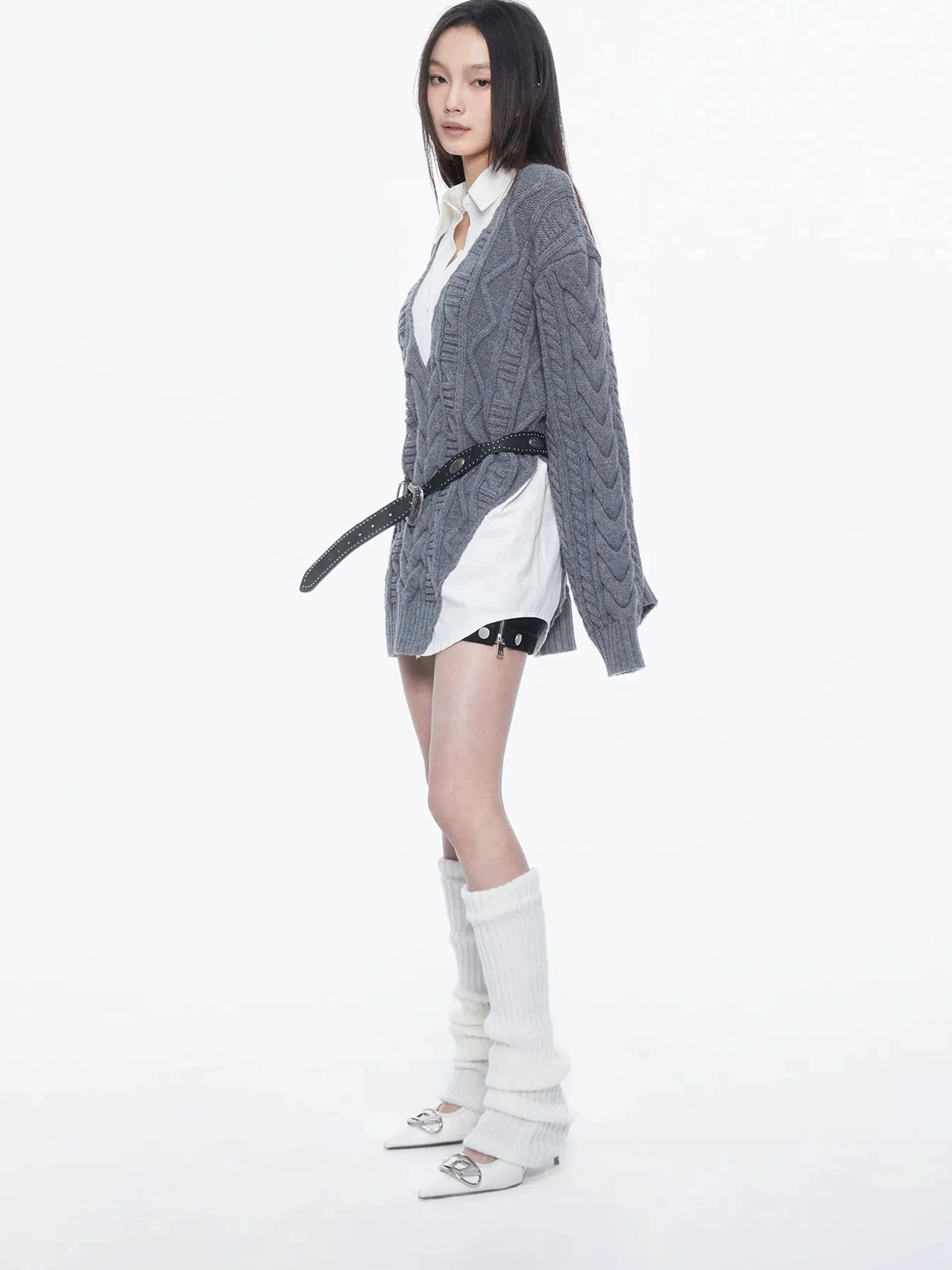 kvkv Knit And Shirt Plaid Contrast Layered Top