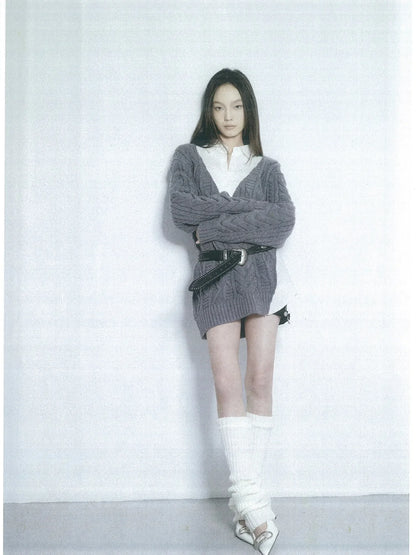 kvkv Knit And Shirt Plaid Contrast Layered Top