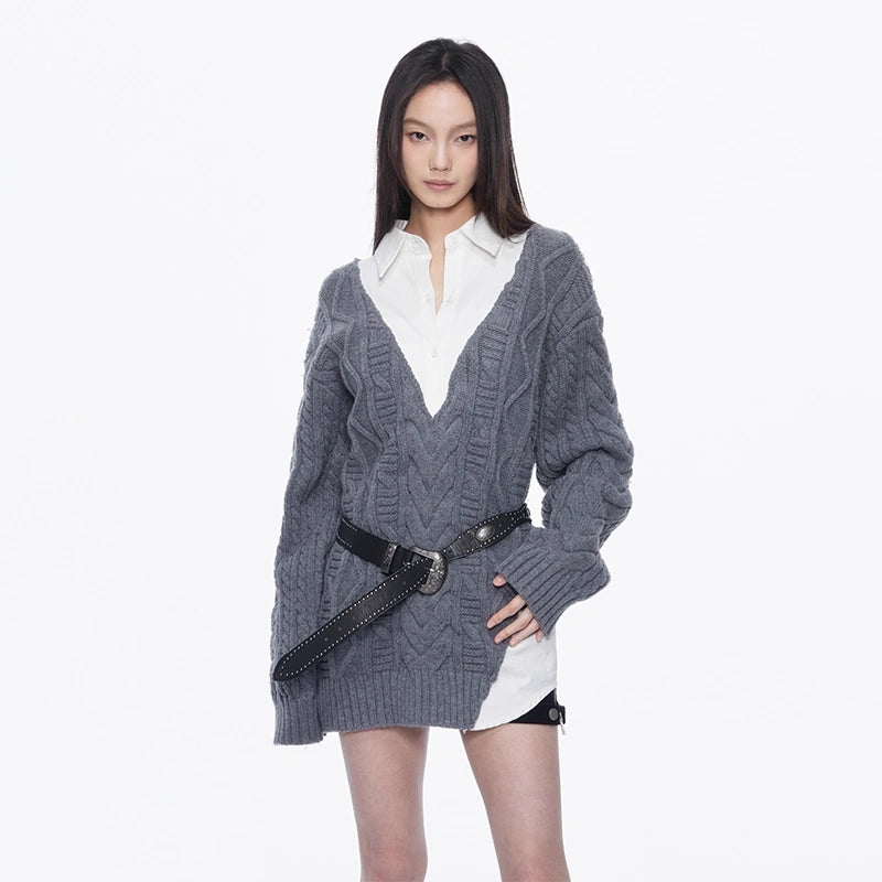 kvkv_Knit_And_Shirt_Plaid_Contrast_Layered_Top_MISSTT