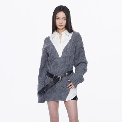kvkv_Knit_And_Shirt_Plaid_Contrast_Layered_Top_MISSTT