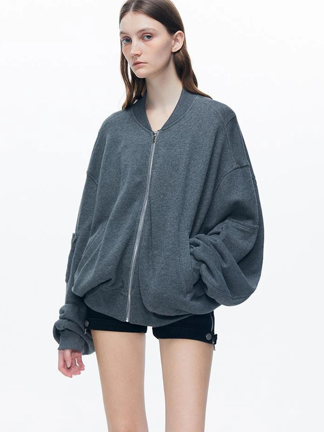 kvkv Knitted Batwing Stacked Sleeve Flight Jacket