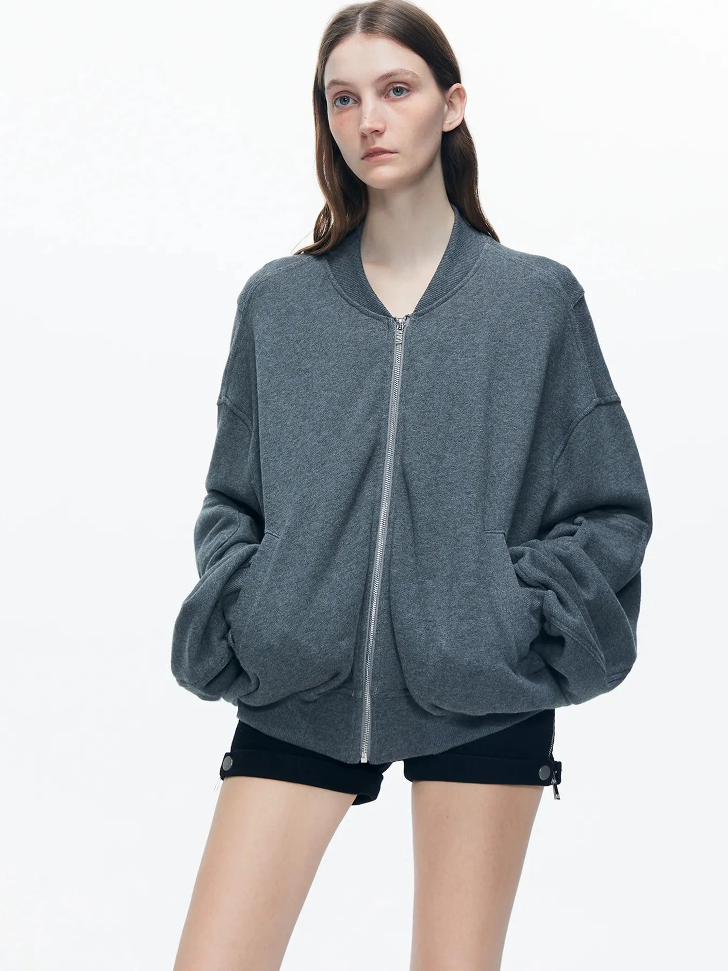 kvkv Knitted Batwing Stacked Sleeve Flight Jacket