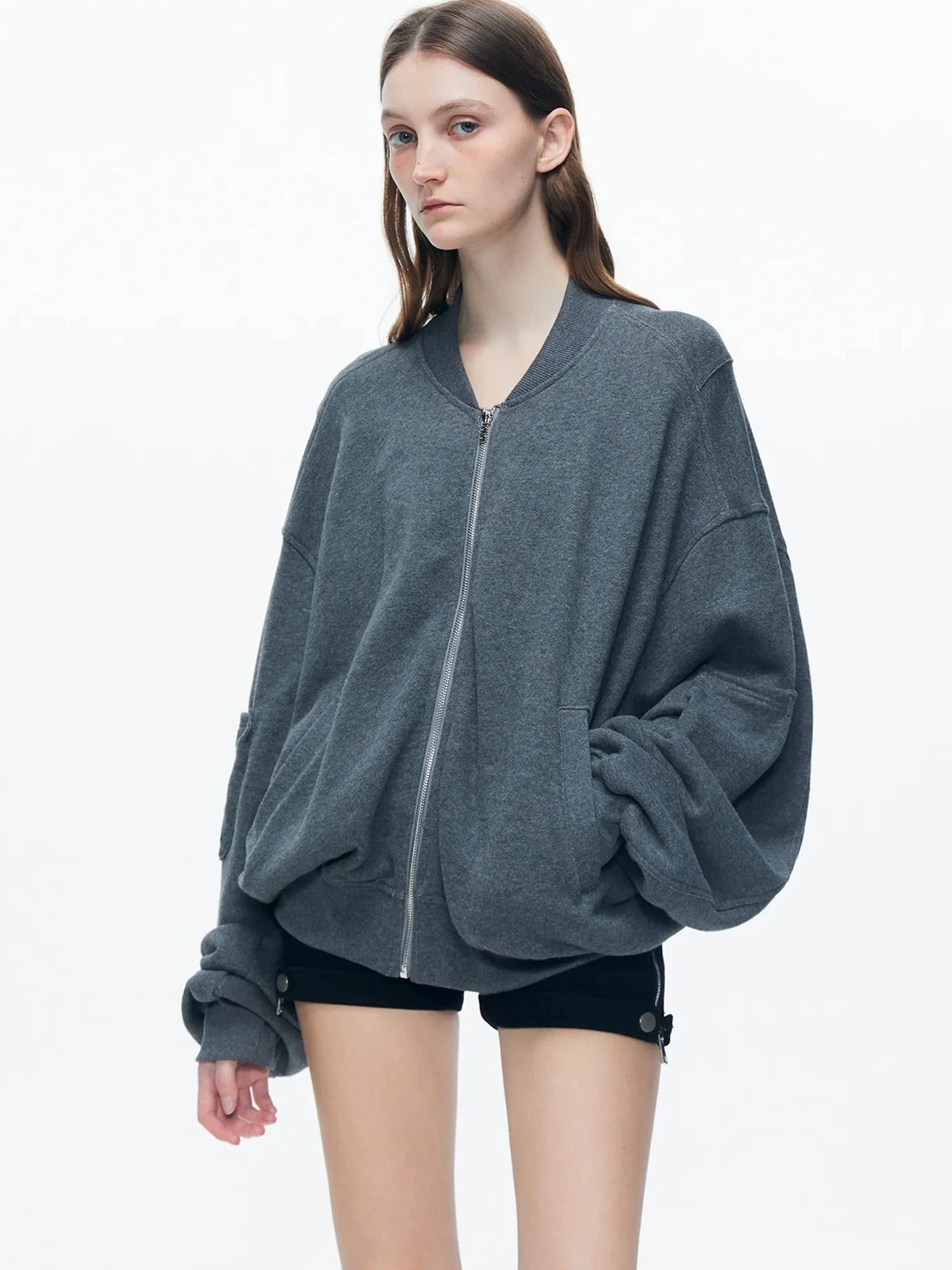kvkv Knitted Batwing Stacked Sleeve Flight Jacket