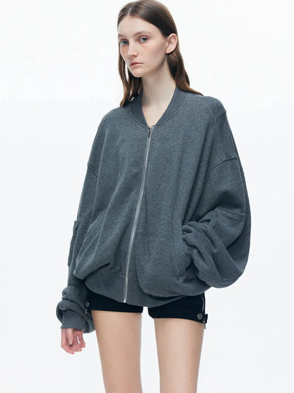 kvkv Knitted Batwing Stacked Sleeve Flight Jacket