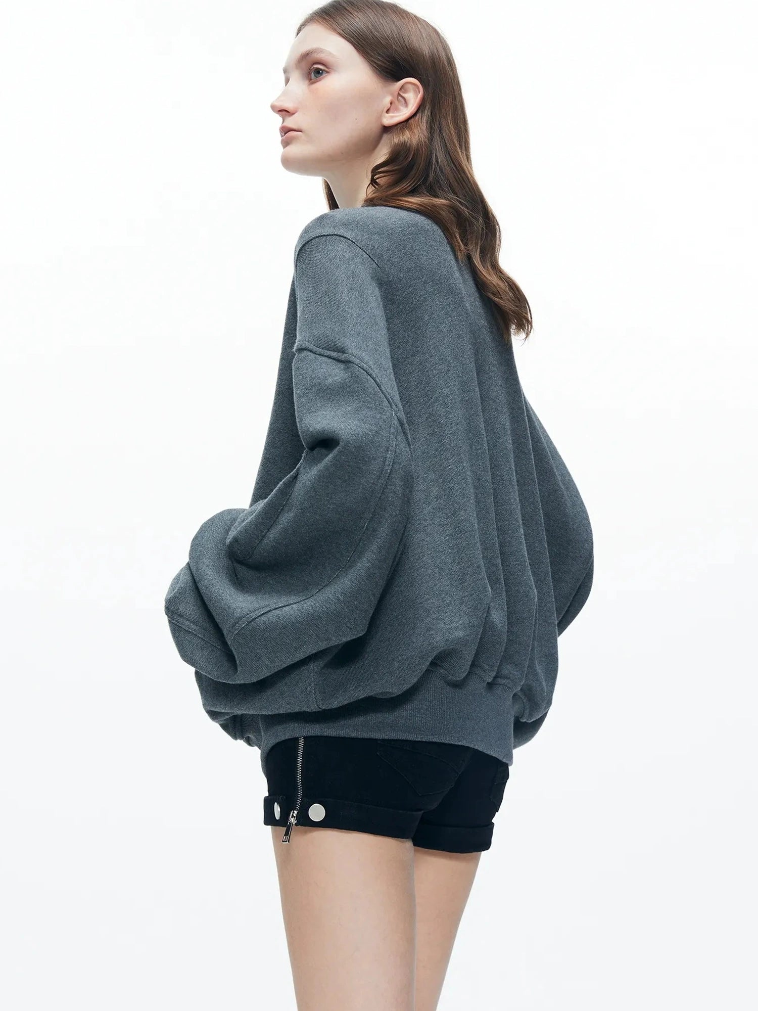 kvkv Knitted Batwing Stacked Sleeve Flight Jacket