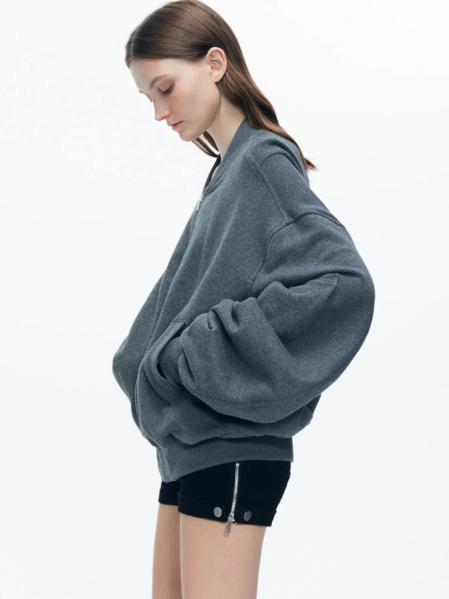 kvkv Knitted Batwing Stacked Sleeve Flight Jacket