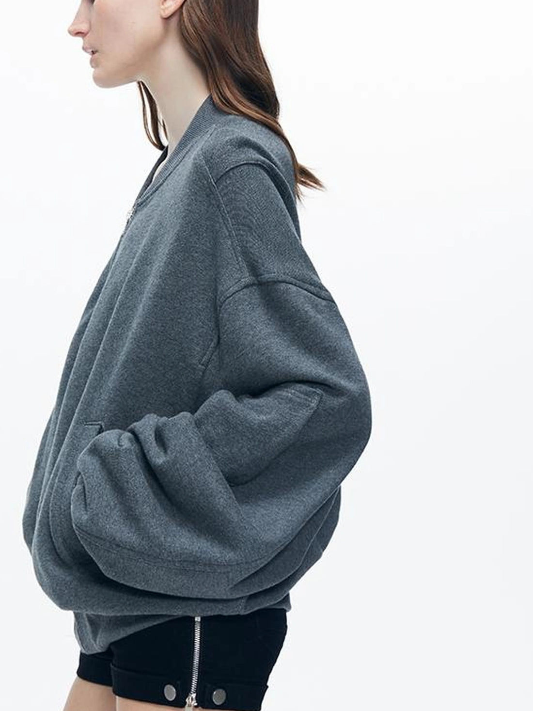 kvkv Knitted Batwing Stacked Sleeve Flight Jacket