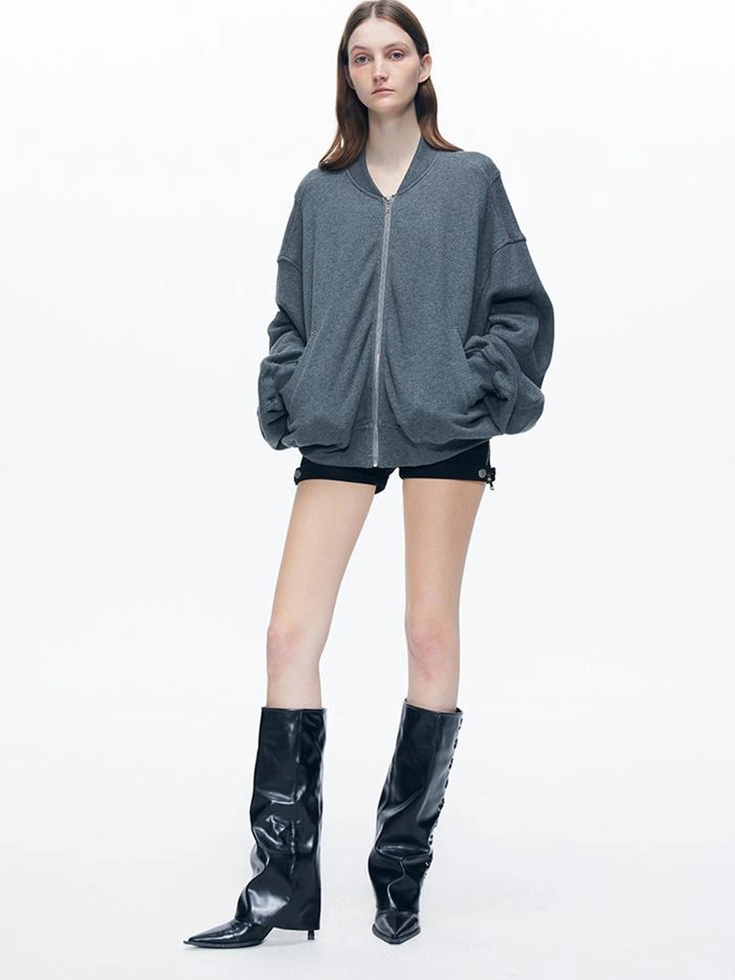 kvkv Knitted Batwing Stacked Sleeve Flight Jacket