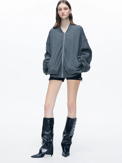 kvkv Knitted Batwing Stacked Sleeve Flight Jacket