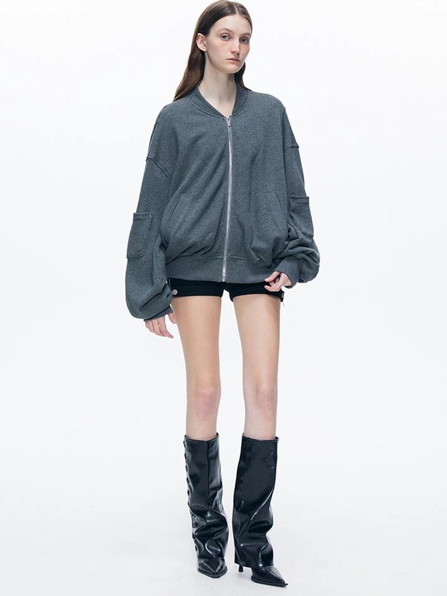 kvkv Knitted Batwing Stacked Sleeve Flight Jacket