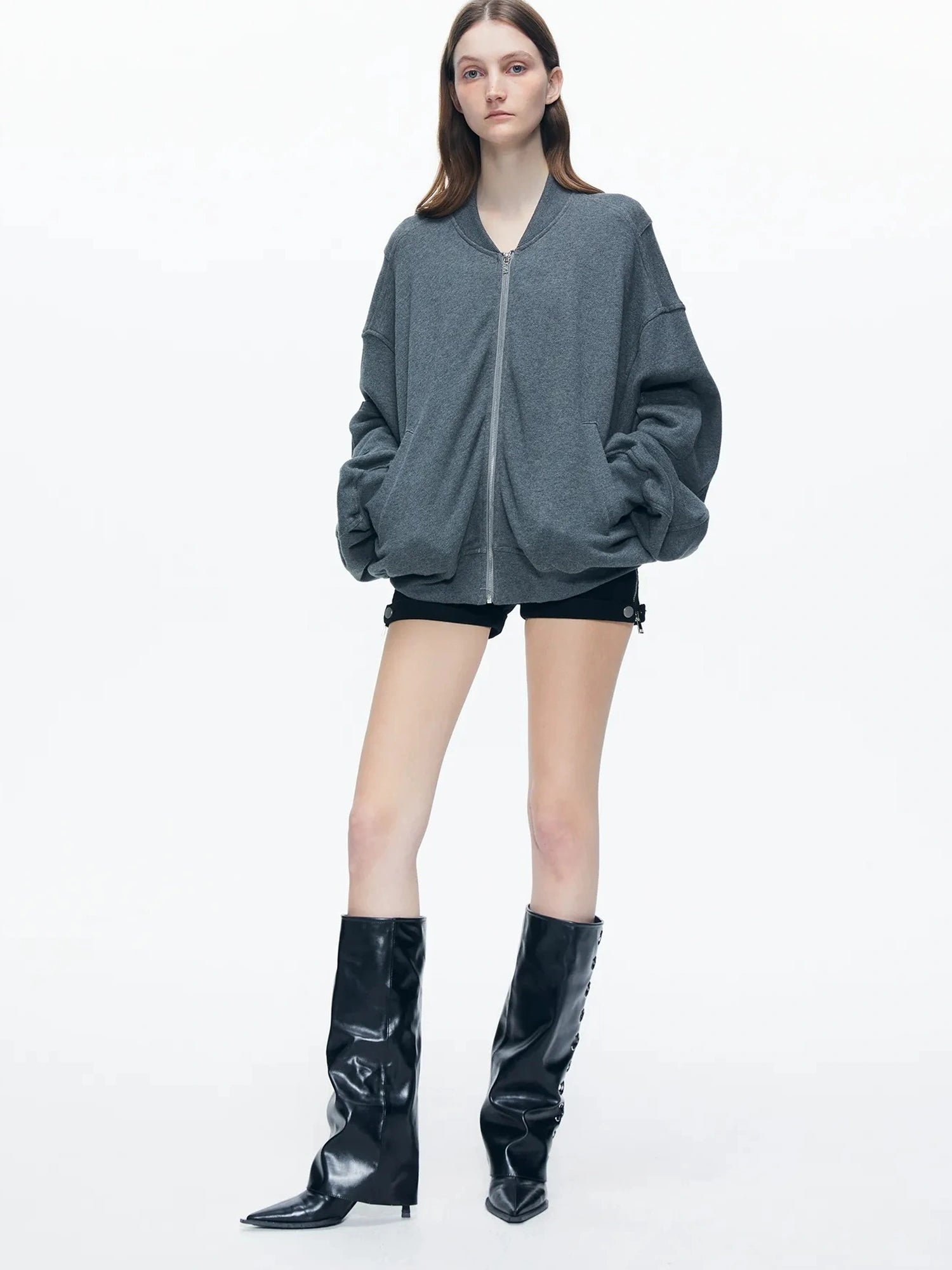 kvkv Knitted Batwing Stacked Sleeve Flight Jacket