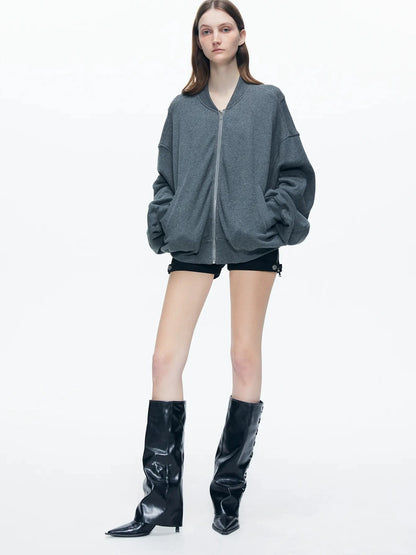 kvkv Knitted Batwing Stacked Sleeve Flight Jacket