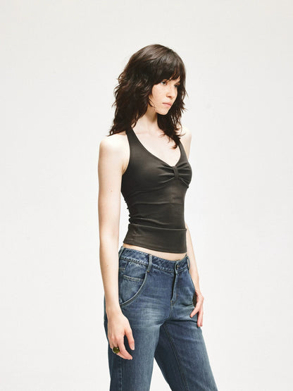 KVKV Yoga Clothing Brand - Knot Front Contoured Yoga Halter Top