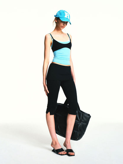 kvkv Lake Blue Colorblock Detachable Layered Three Piece Women&
