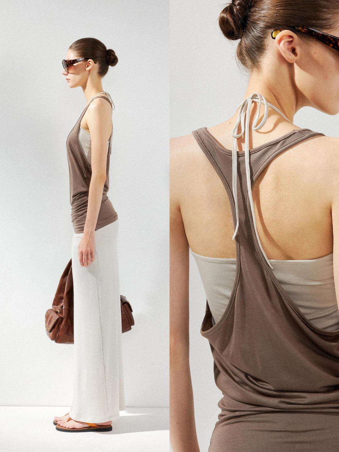 kvkv Layered Beige Sleeveless Tank Top